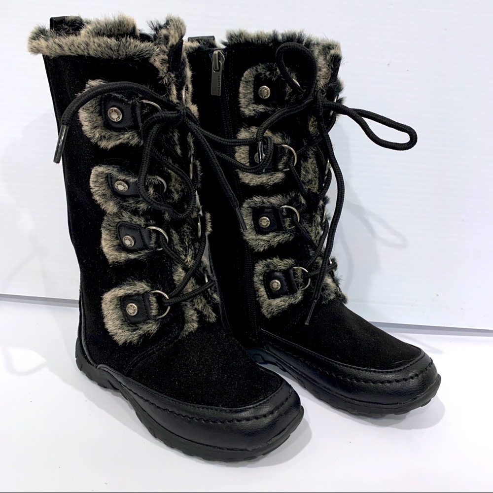 Nine West Girls Faux Fur  Black Winter Boots